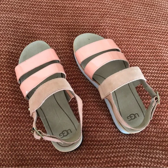 UGG Braelynn Leather Platform Sandals Size 7 - Picture 2 of 14